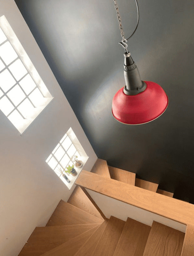 Lampe industrielle soviétique - suspension terracotta