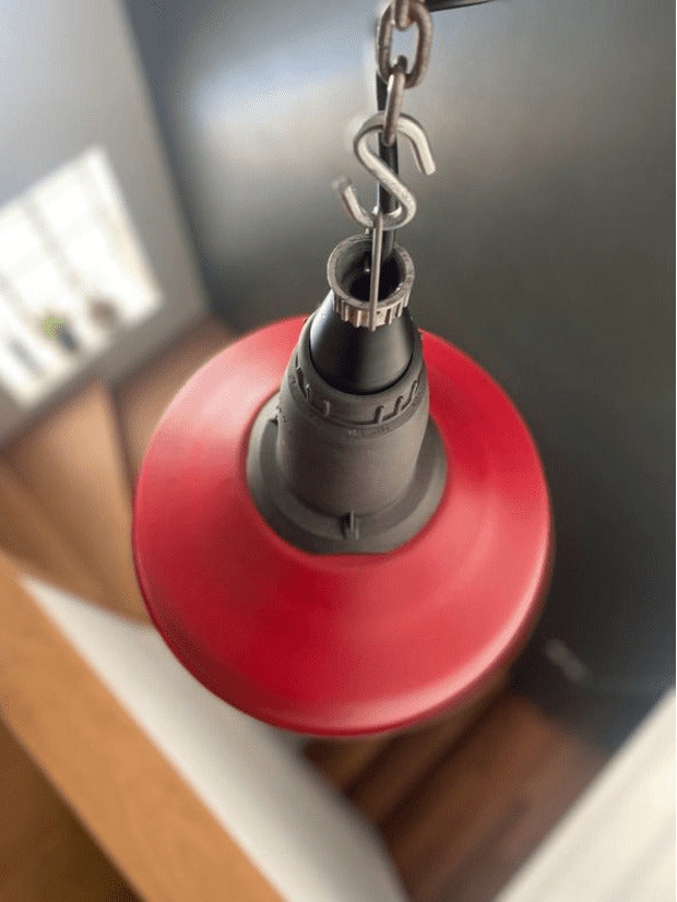 Lampe industrielle soviétique - suspension terracotta
