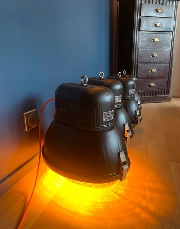 Lampe industrielle Mesko OURP-250 - 1977 Pologne 🇵🇱 Suspensions Miz Industrial
