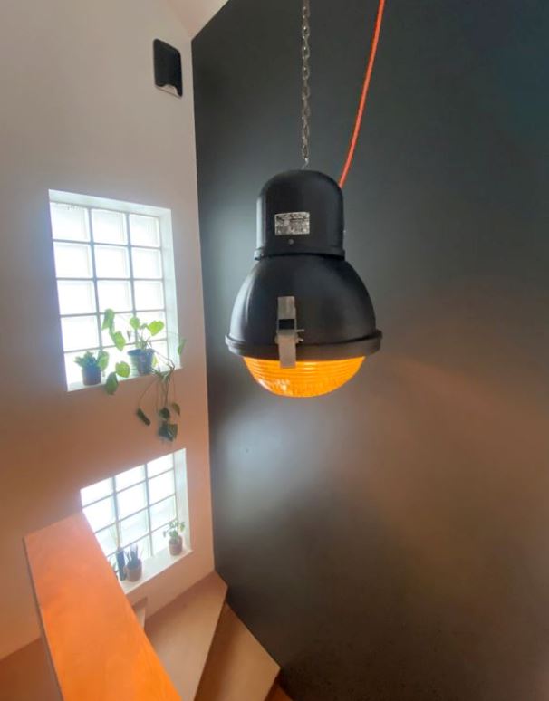 Lampe industrielle Mesko OURP-250 - 1977 Pologne 🇵🇱 Suspensions Miz Industrial