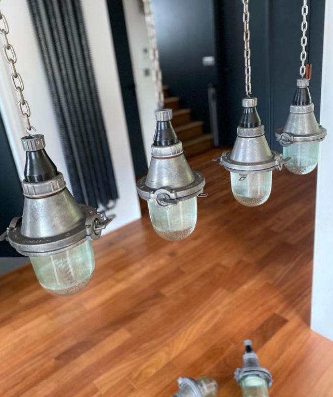 Lampe industrielle soviétique NSP11-100 - version acier Suspensions Miz Industrial